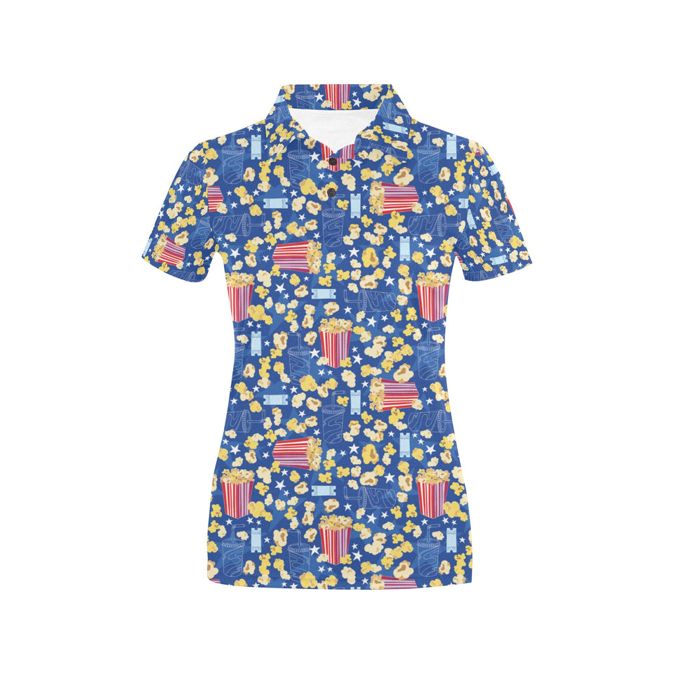 Popcorn Pattern Print Design 01 Women's All Over Print Polo Shirt