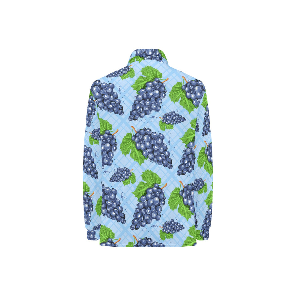 Watercolor grape pattern Women's Long Sleeve Polo Shirt