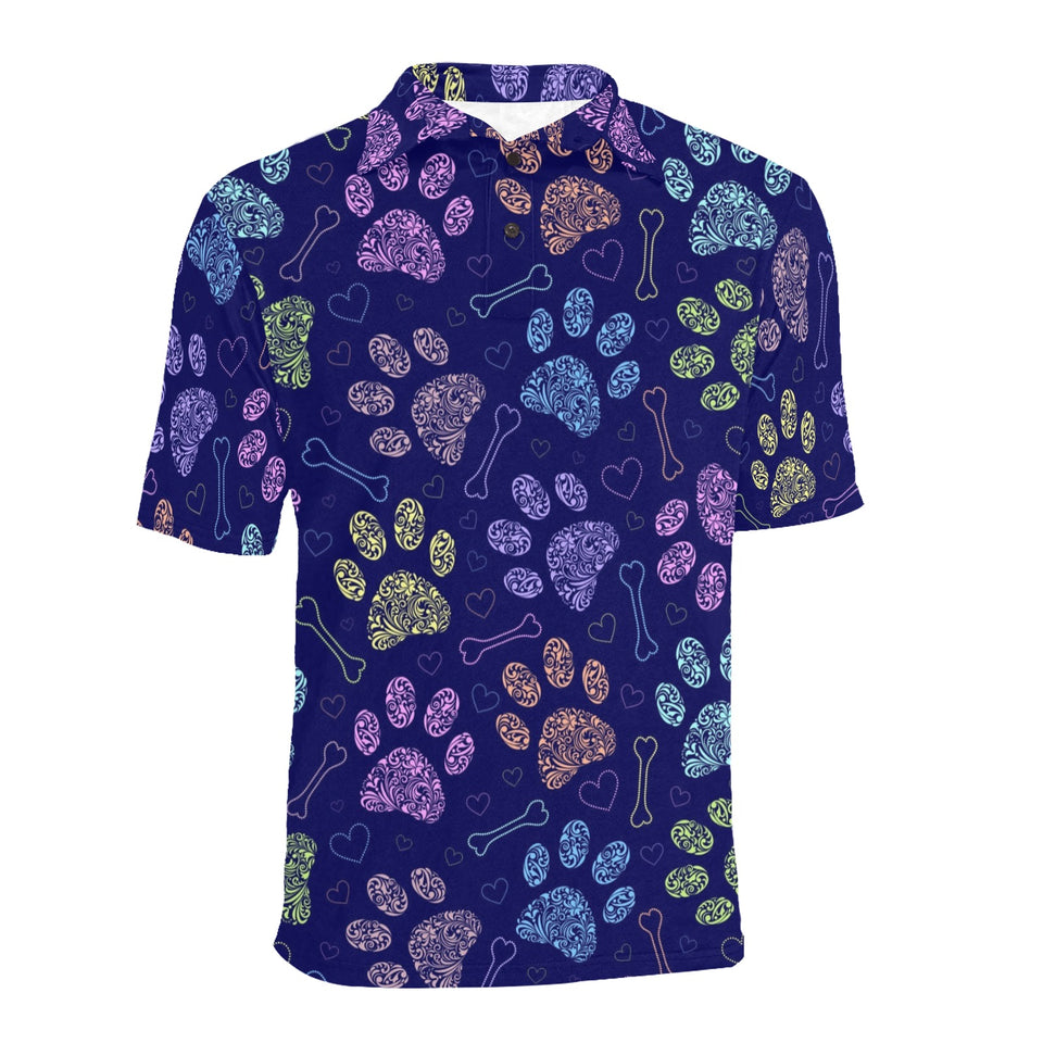 Dog Paws Pattern Print Design 02 Men's All Over Print Polo Shirt