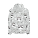 Cute raccoons leaves dot Men's Padded Hooded Jacket