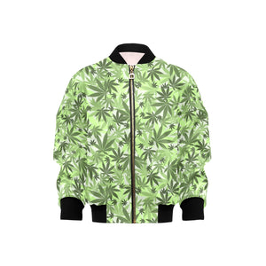 Canabis Marijuana Weed Pattern Print Design 01 Kids' Boys' Girls' Bomber Jacket