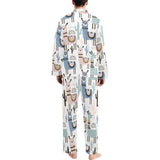 lama Alpaca cactus hand drawn pattern Men's Long Pajama Set