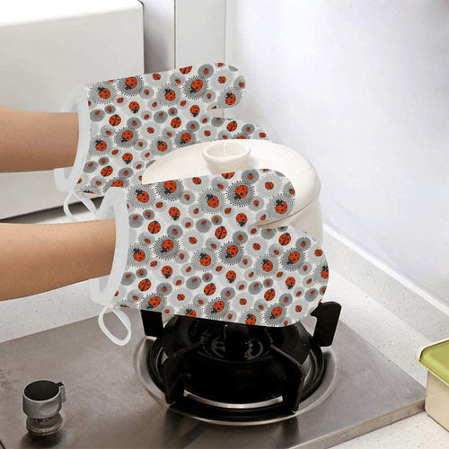 Ladybug Pattern Print Design 05 Heat Resistant Oven Mitts