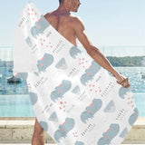 cute rhino heart pattern Beach Towel