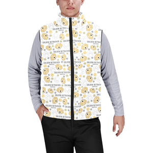 Golden Retriever Pattern Print Design 04 Men's Padded Vest