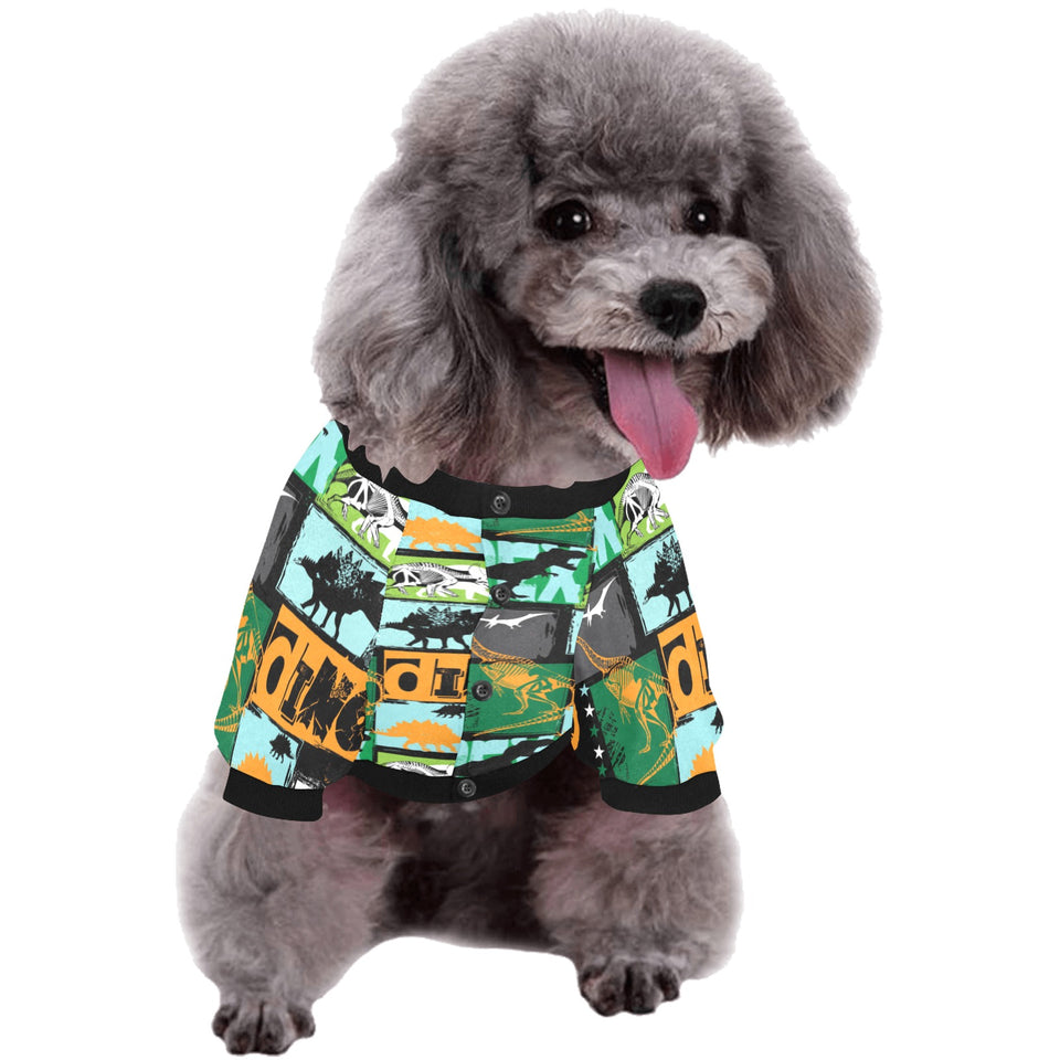 dinosaurs print pattern All Over Print Pet Dog Round Neck Fuzzy Shirt