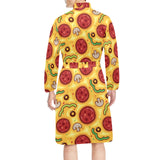 Pizza texture pattern Men's Long Sleeve Belted Night Robe
