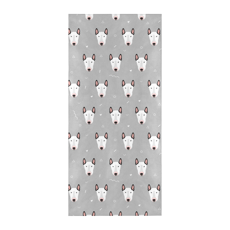 Bull Terrier Pattern Print Design 05 Beach Towel