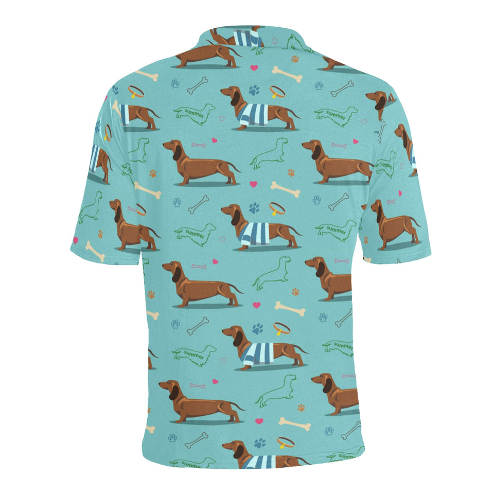 Dachshund decorative background Men's All Over Print Polo Shirt