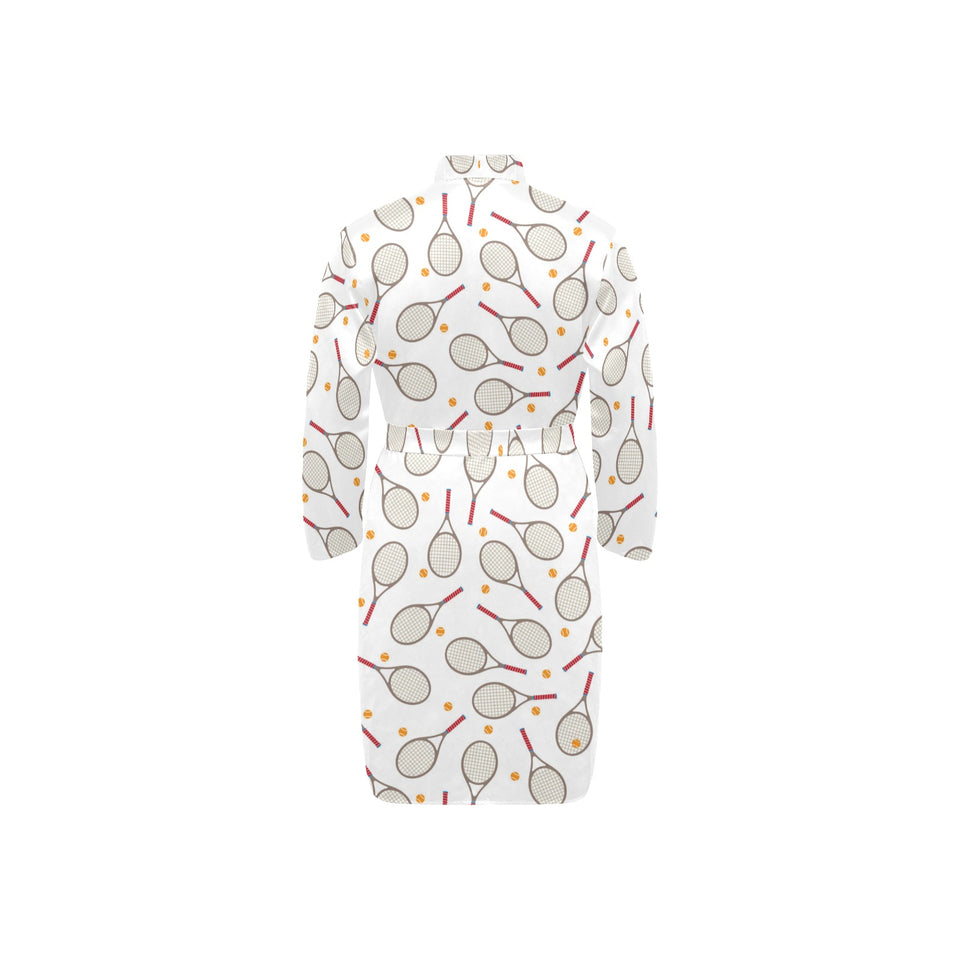 Tennis Pattern Print Design 04 Men's Long Sleeve Belted Night Robe