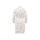 Tennis Pattern Print Design 04 Men's Long Sleeve Belted Night Robe