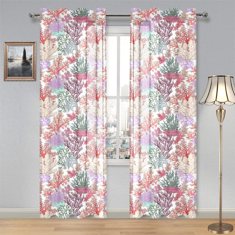 Coral Reef Pattern Print Design 03 Gauze Curtain