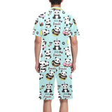 Cute baby panda pattern Men's V-Neck Short Pajama Set