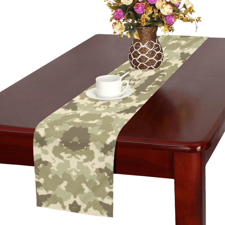 Light Green camouflage pattern Table Runner