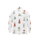 windmill design pattern Men's Long Sleeve Polo Shirt