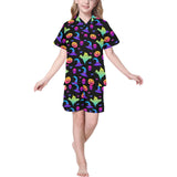 Colorful halloween background Kids' Boys' Girls' V-Neck Short Pajama Set