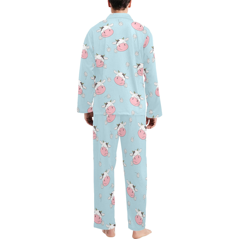 Cute cow flower pattern Men's Long Pajama Set