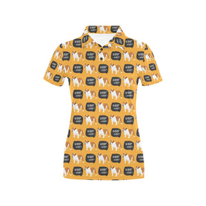 English Bulldog Pattern Print Design 04 Women's All Over Print Polo Shirt