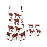 Horses running pattern background Chest Sexy Pleated Two Piece Swim Dress