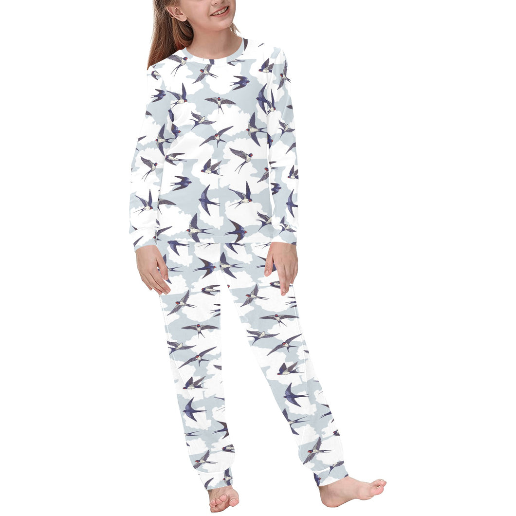 Swallow Pattern Print Design 05 Kids' Boys' Girls' All Over Print Pajama Set