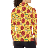 Pizza texture pattern Women's Long Sleeve Polo Shirt