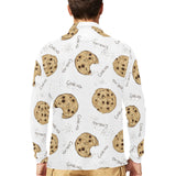 Sketch style cookie pattern Men's Long Sleeve Polo Shirt