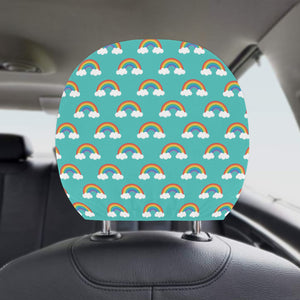 Rainbow pattern green background Car Headrest Cover