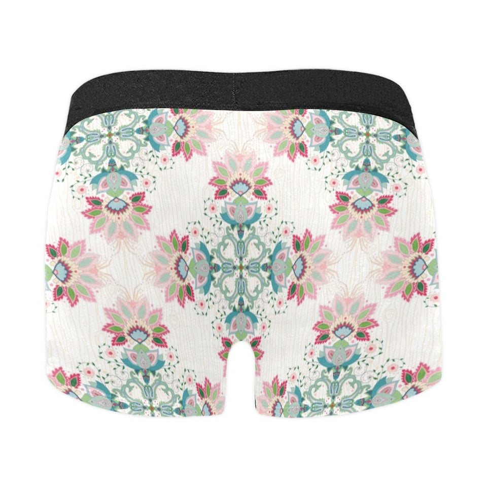 Square floral indian flower pattern Men's All Over Print Boxer Briefs Men's Underwear