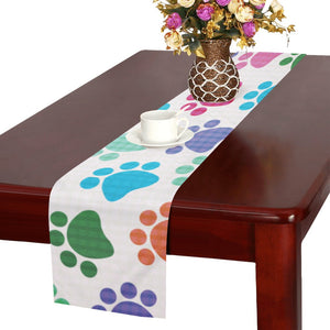 Dog Paws Pattern Print Design 01 Table Runner