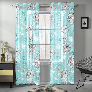 Cute koalas blue background pattern Gauze Curtain