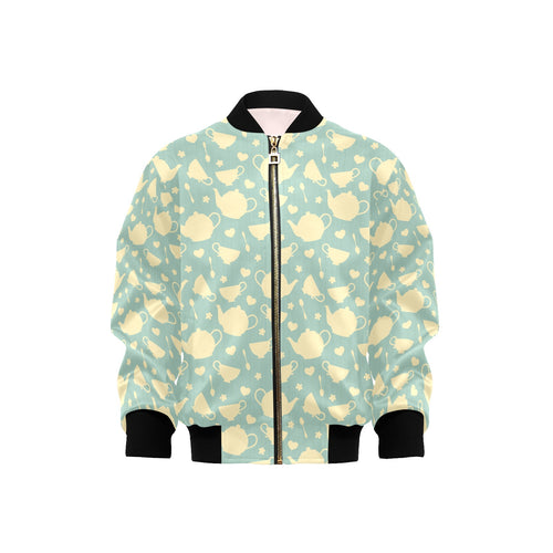 Tea pots Pattern Print Design 02 Kids' Boys' Girls' Bomber Jacket