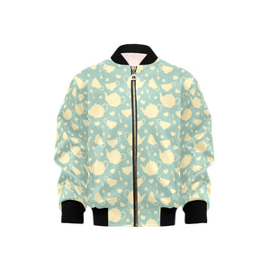 Tea pots Pattern Print Design 02 Kids' Boys' Girls' Bomber Jacket