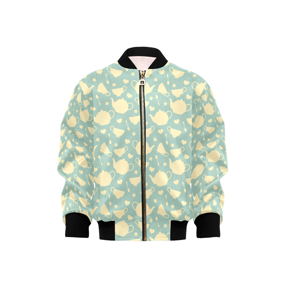 Tea pots Pattern Print Design 02 Kids' Boys' Girls' Bomber Jacket