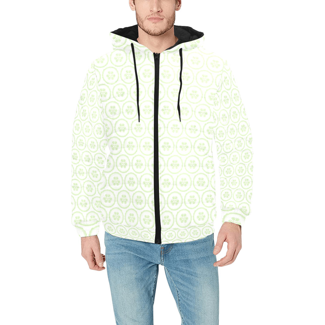 Cucumber pattern background Men's Padded Hooded Jacket