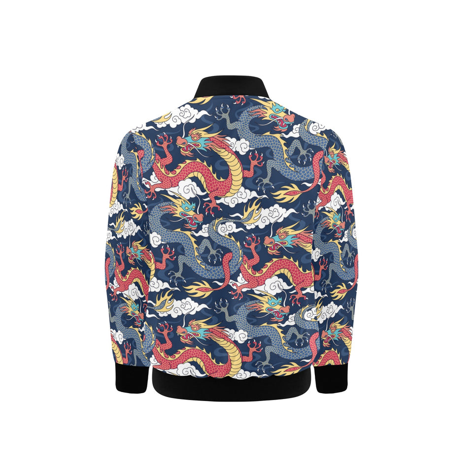 Blue red dragon cloud pattern Kids' Boys' Girls' Bomber Jacket
