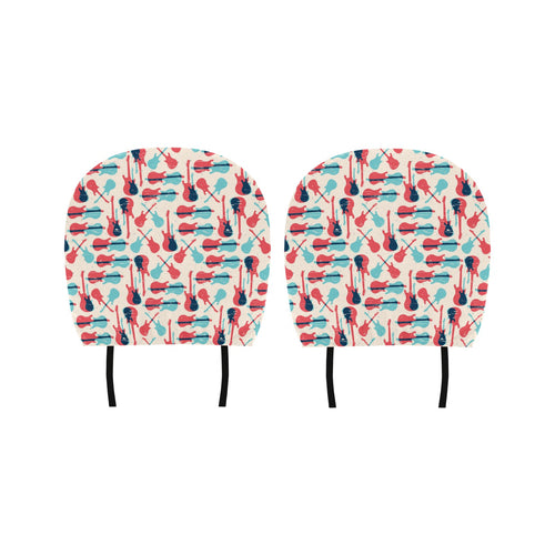 Red Blue guitar pattern Car Headrest Cover