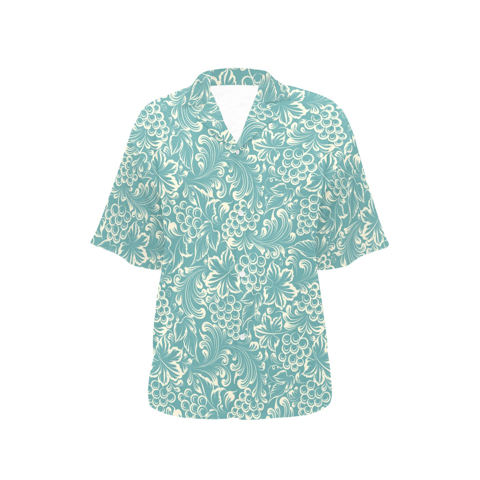 Classic Hand drawn Grape pattern Women's All Over Print Hawaiian Shirt