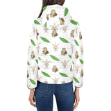 Color hand drawn cacao pattern Women's Padded Hooded Jacket