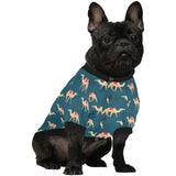 Camel pattern blue blackground All Over Print Pet Dog Round Neck Fuzzy Shirt