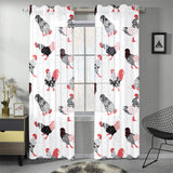 Cool rooster chicken cock floral ornament backgrou Gauze Curtain