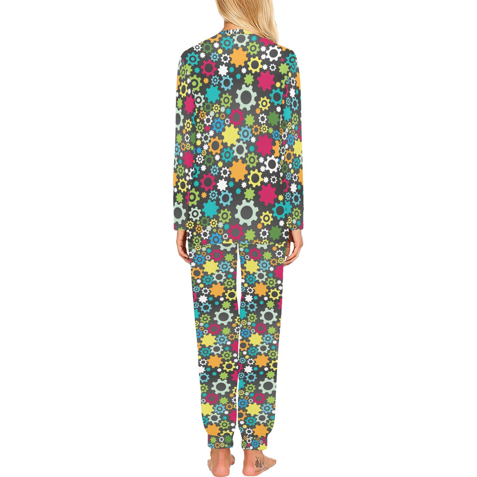 Gear Pattern Print Design 03 Women's All Over Print Pajama Set