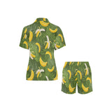 Banana Palm Leaves pattern Women's V-Neck Short Pajama Set