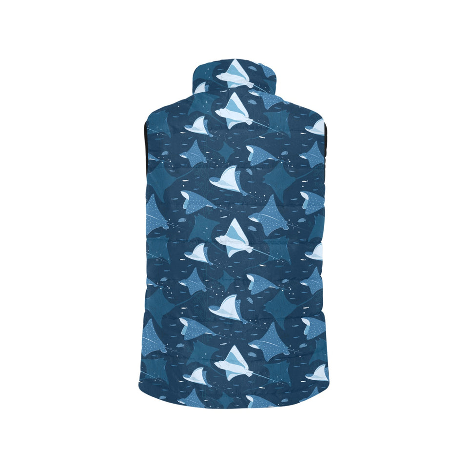 Stingray Pattern Print Design 04 Women's Padded Vest