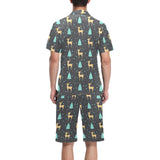 Deers star tree pattern Men's V-Neck Short Pajama Set