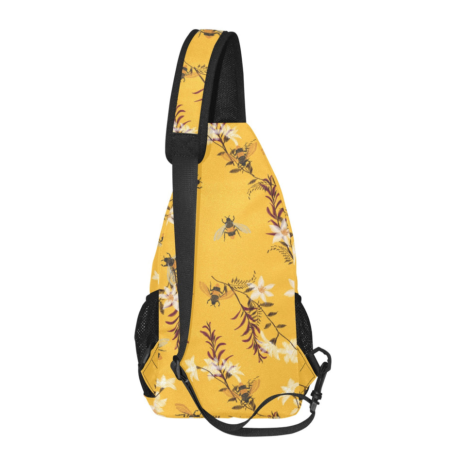 Bee flower pattern All Over Print Chest Bag