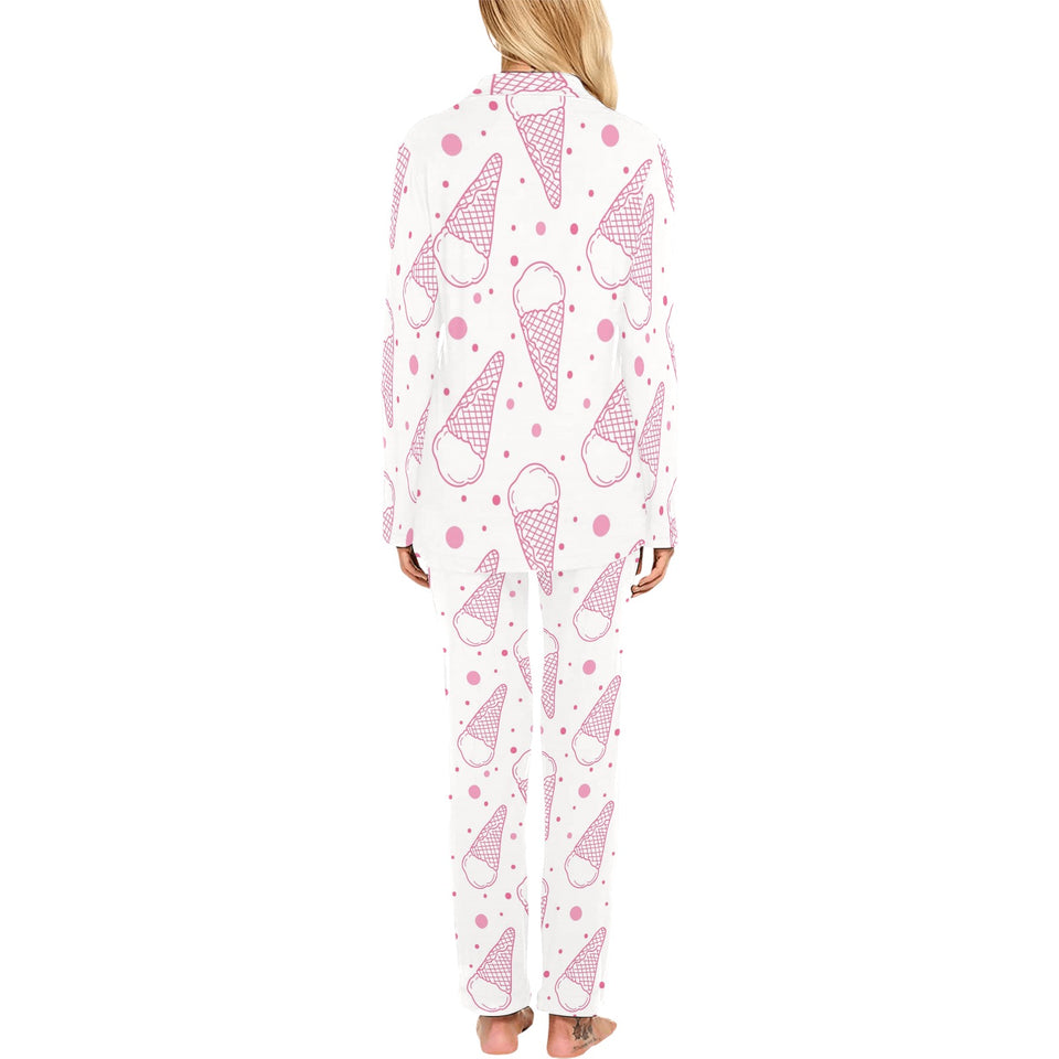 Hand drawn ice cream pattern Women's Long Pajama Set