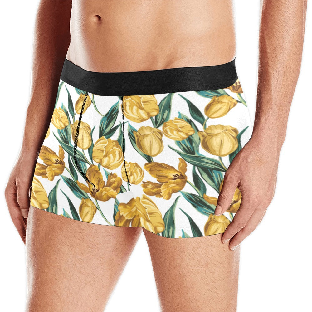 yellow tulips pattern Men's All Over Print Boxer Briefs Men's Underwear