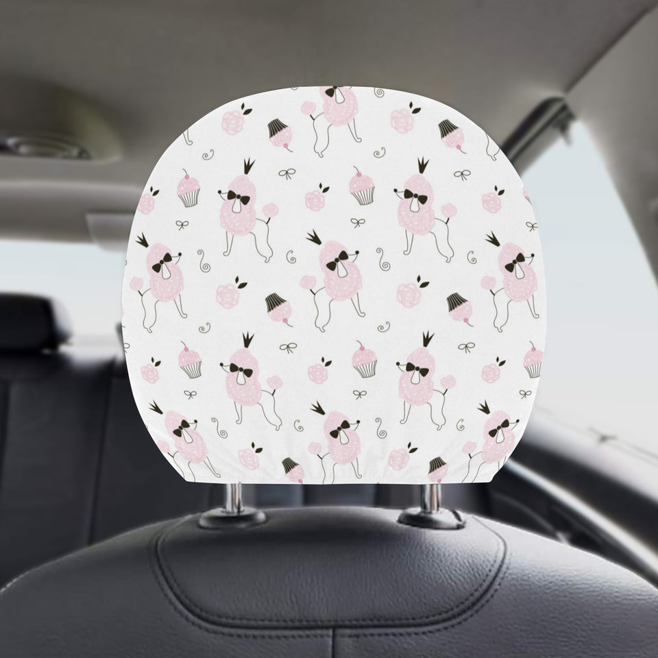 Poodle dog rose cake pattern Car Headrest Cover