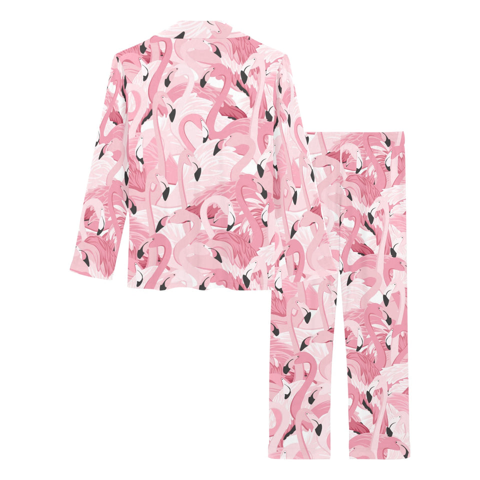 Pink flamingos pattern background Women's Long Pajama Set