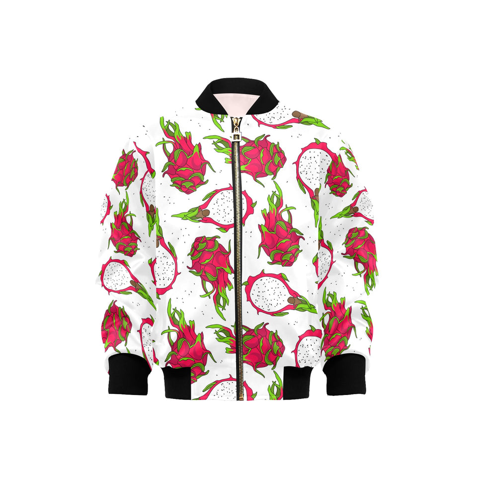dragon fruits white background Kids' Boys' Girls' Bomber Jacket